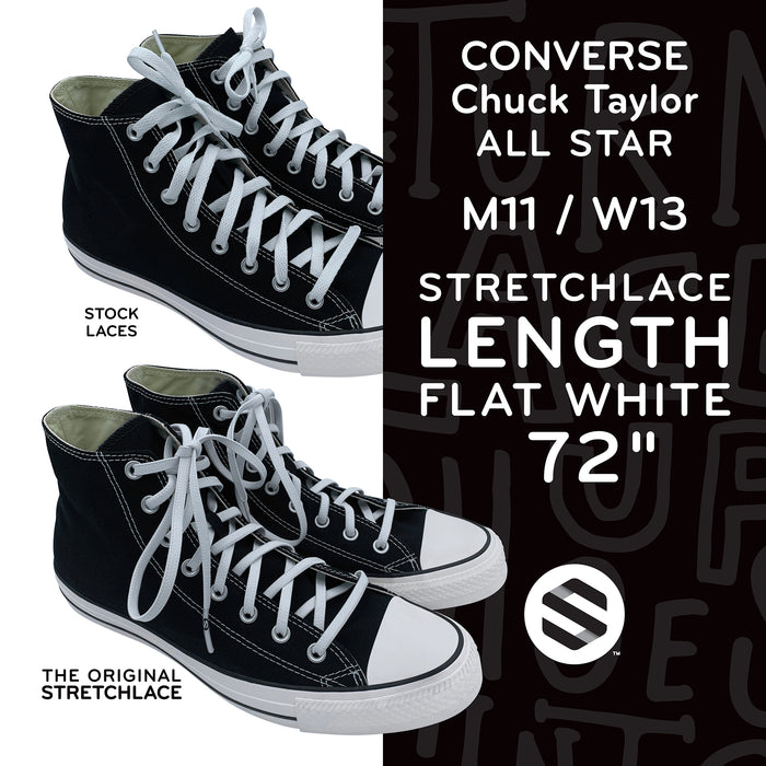Converse Chuck Taylor All Star High Top with 72 inch 4mm flat Stretchlace elastic shoelaces