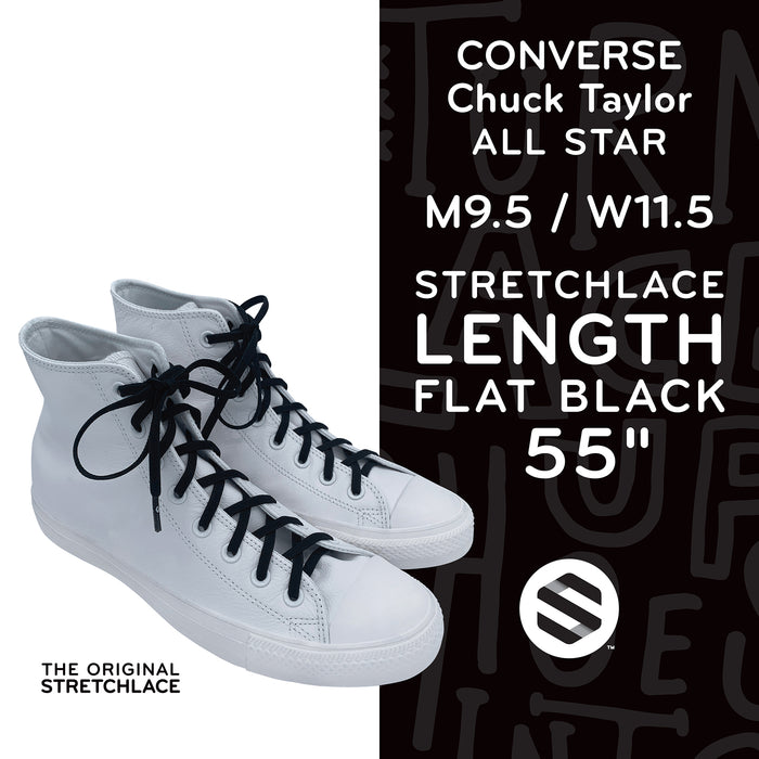 Converse Chuck Taylor All Star High Top with 55 inch 4mm flat Stretchlace elastic shoelaces