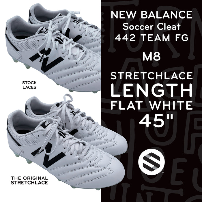 New Balance 442 Team FG Soccer Cleat with 45 inch 4mm flat Stretchlace elastic shoelaces