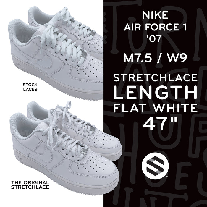 Nike Air Force 1 '07 with 47 inch 4mm flat Stretchlace elastic shoelaces