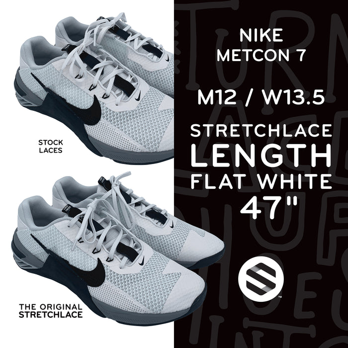 Nike Metcon 7 with 47 inch 4mm flat Stretchlace elastic shoelaces