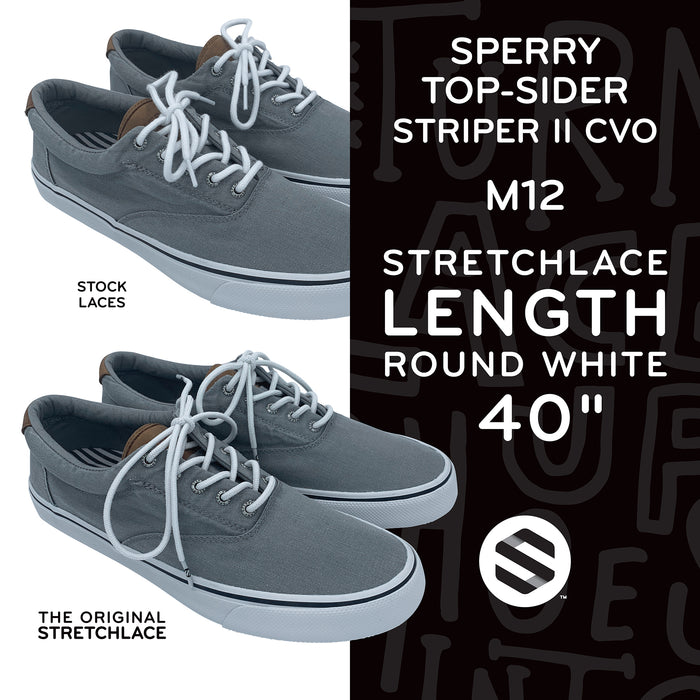Sperry Top-Sider Striper II CVO with 40 inch 4mm round Stretchlace elastic shoelaces