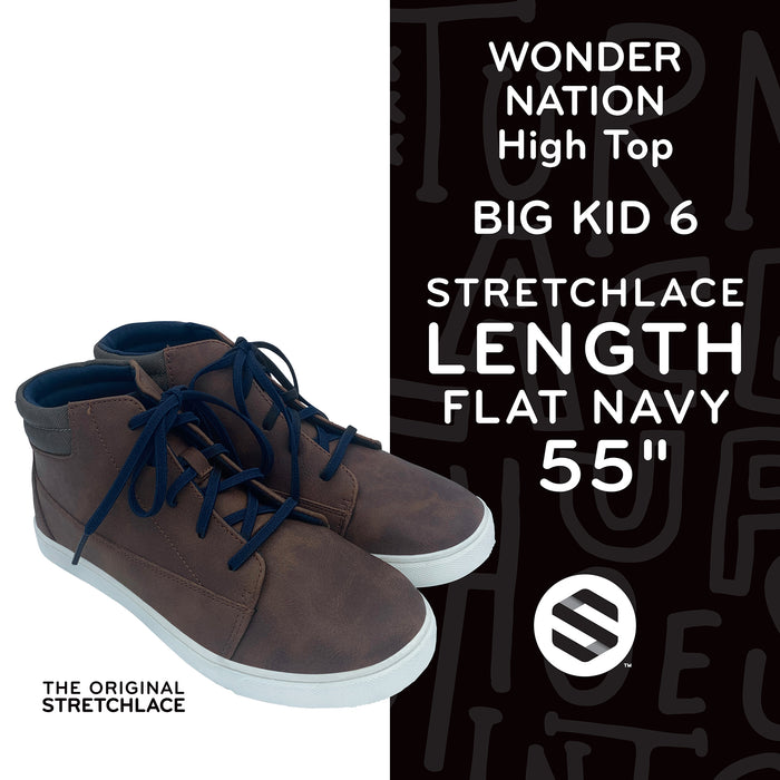 Wonder Nation Wonder Nation (Big Kid) with 55 inch 4mm flat Stretchlace elastic shoelaces