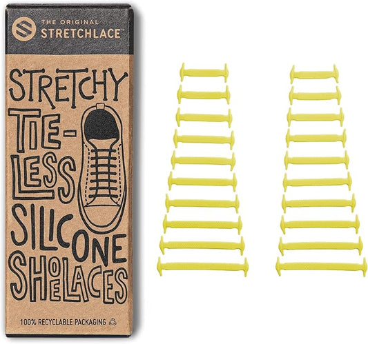 Yellow Stretchy Tieless Silicone Elastic Shoelaces | 20 Straps