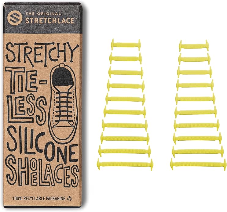 Yellow Tieless Silicone No-Tie Shoelaces