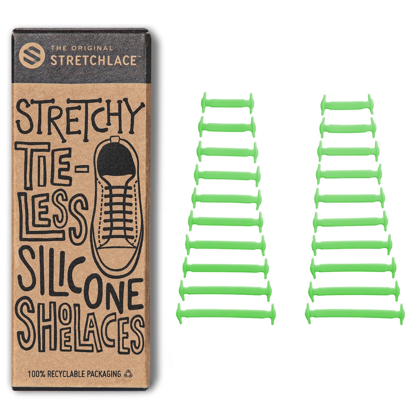 Green Tieless Silicone No-Tie Shoelaces