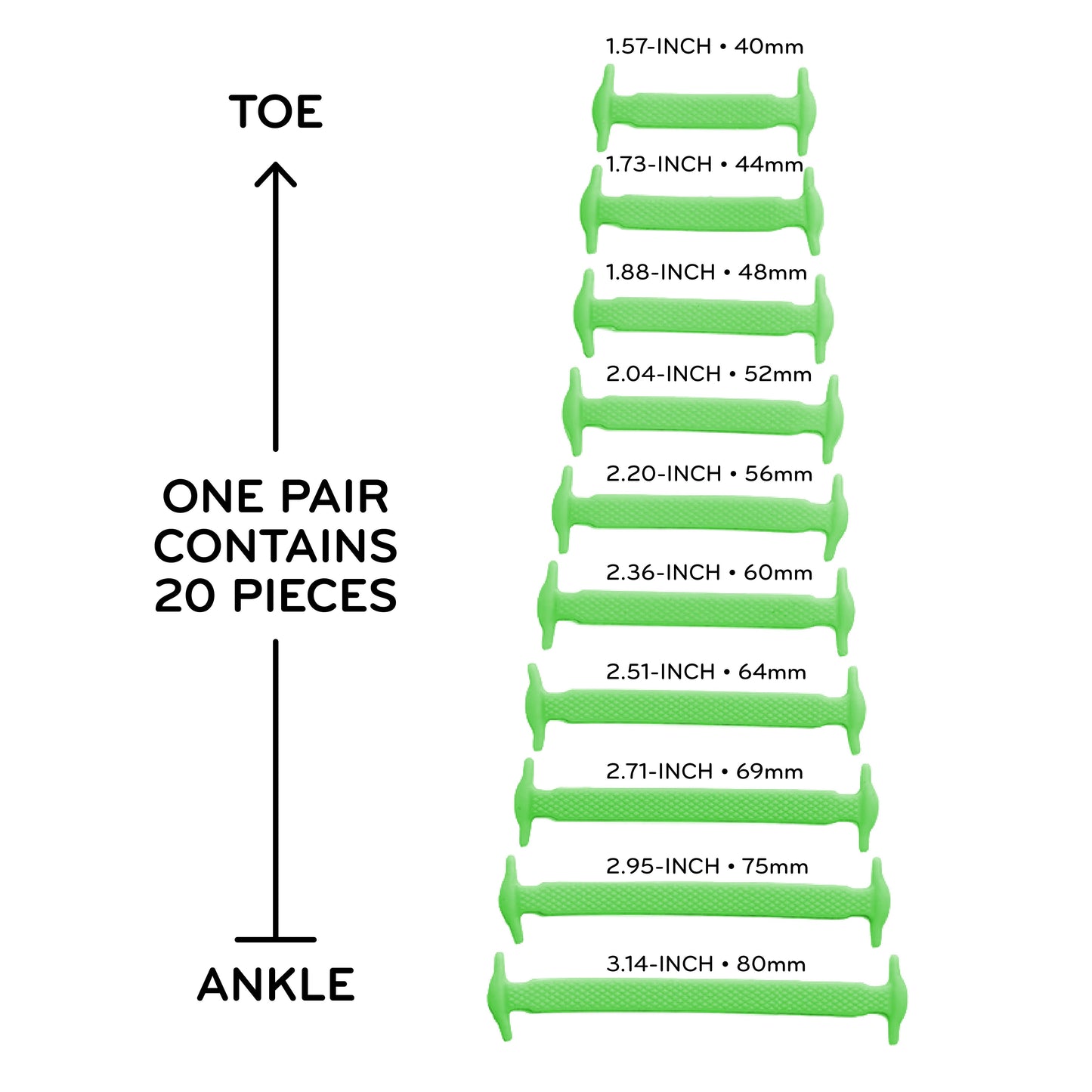 Green Tieless Silicone No-Tie Shoelaces — view 3