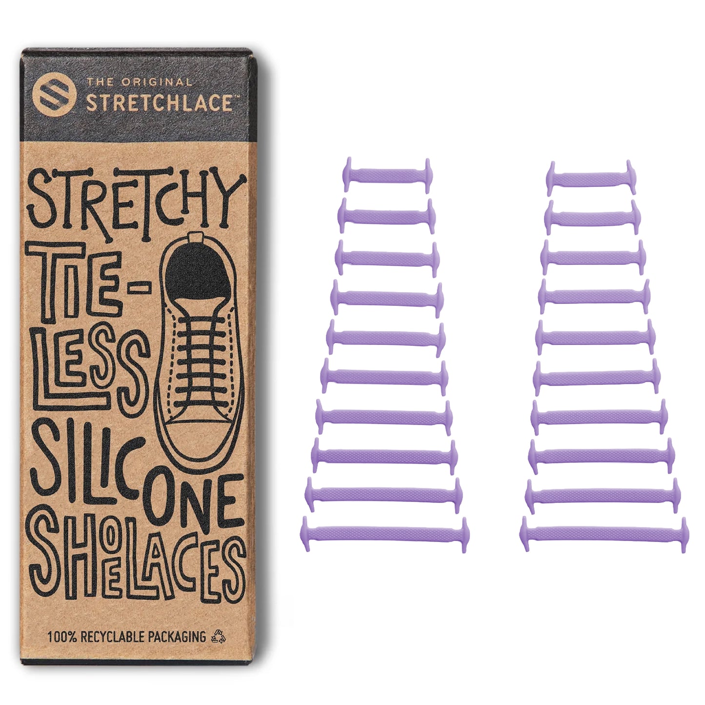 Purple Stretchy Tieless Silicone Elastic Shoelaces | 20 Straps