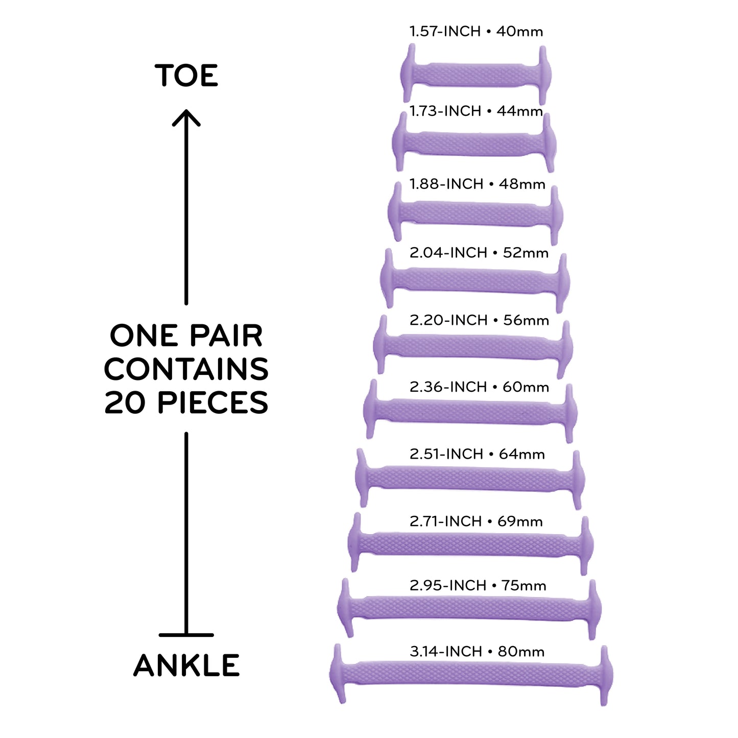 Purple Tieless Silicone No-Tie Shoelaces — view 3