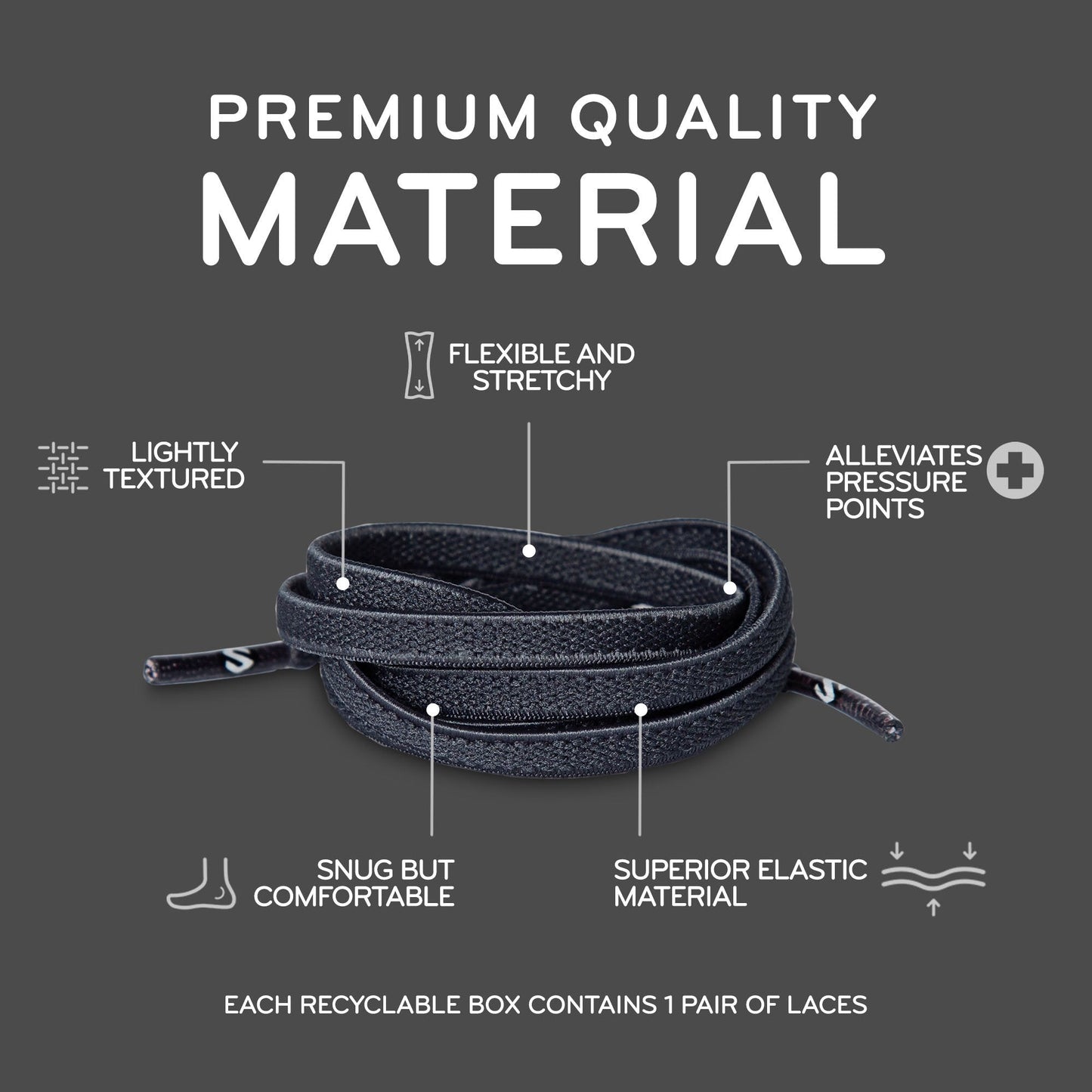 Grey Flat No-Tie Elastic Shoelaces — view 5