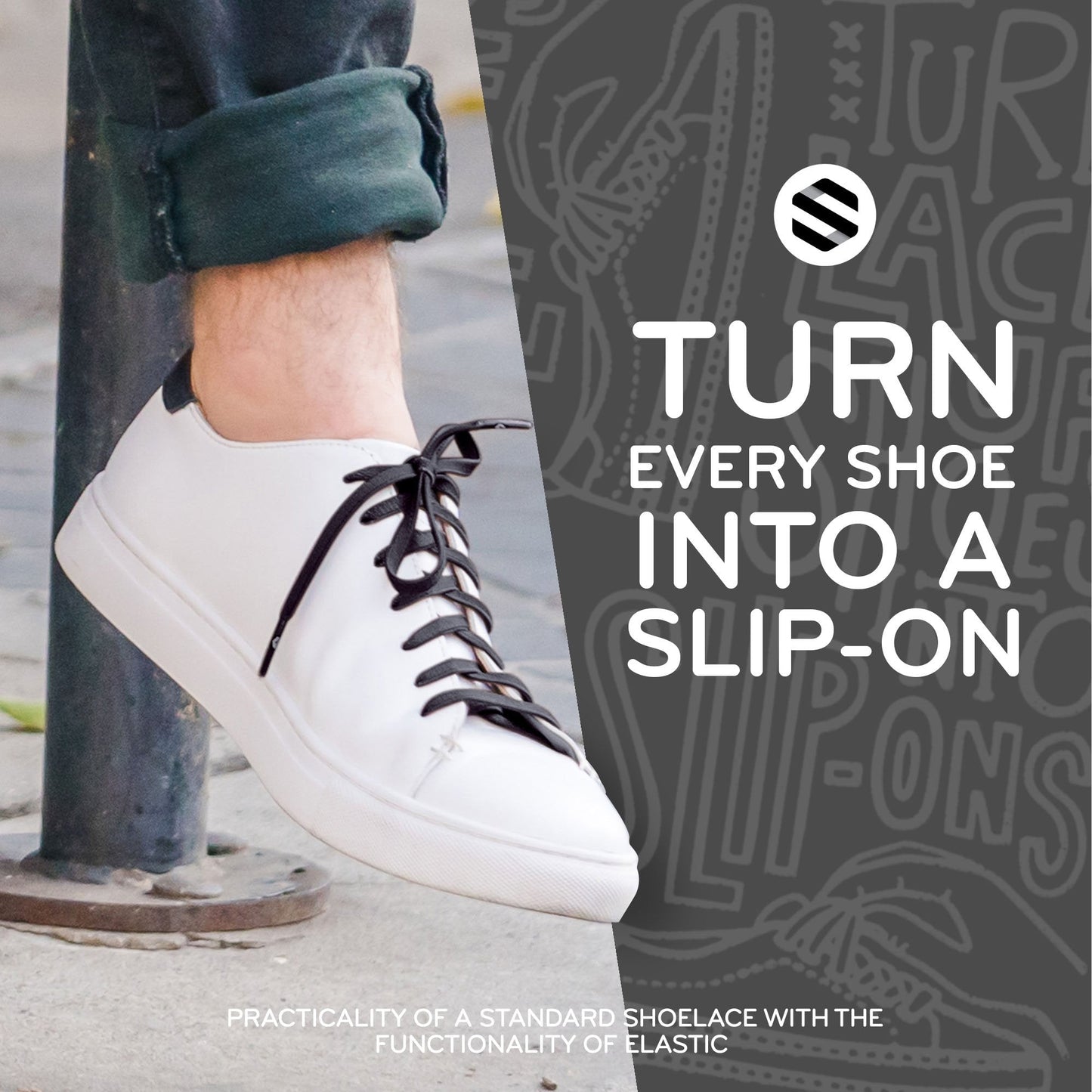 Grey Flat No-Tie Elastic Shoelaces — view 7