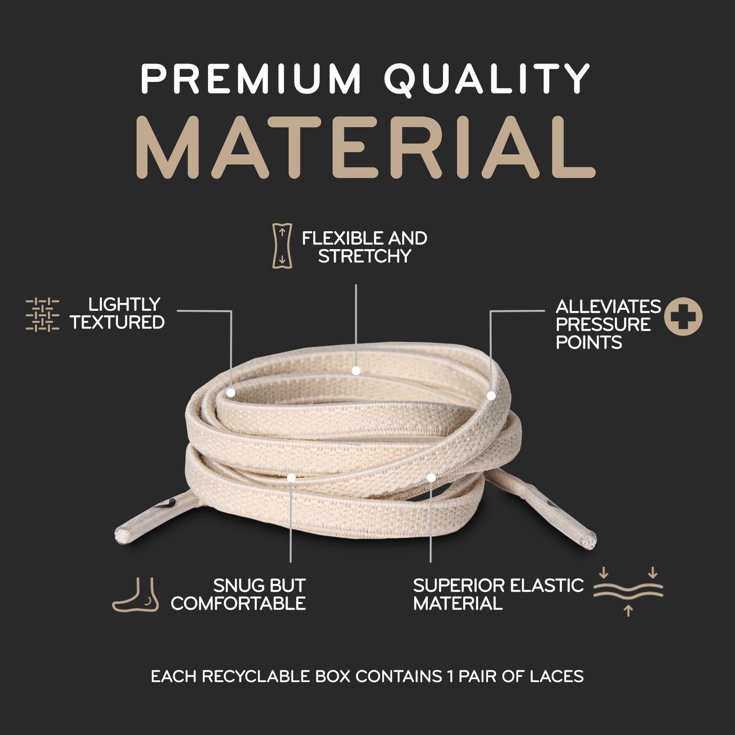 Ivory Flat No-Tie Elastic Shoelaces — view 5