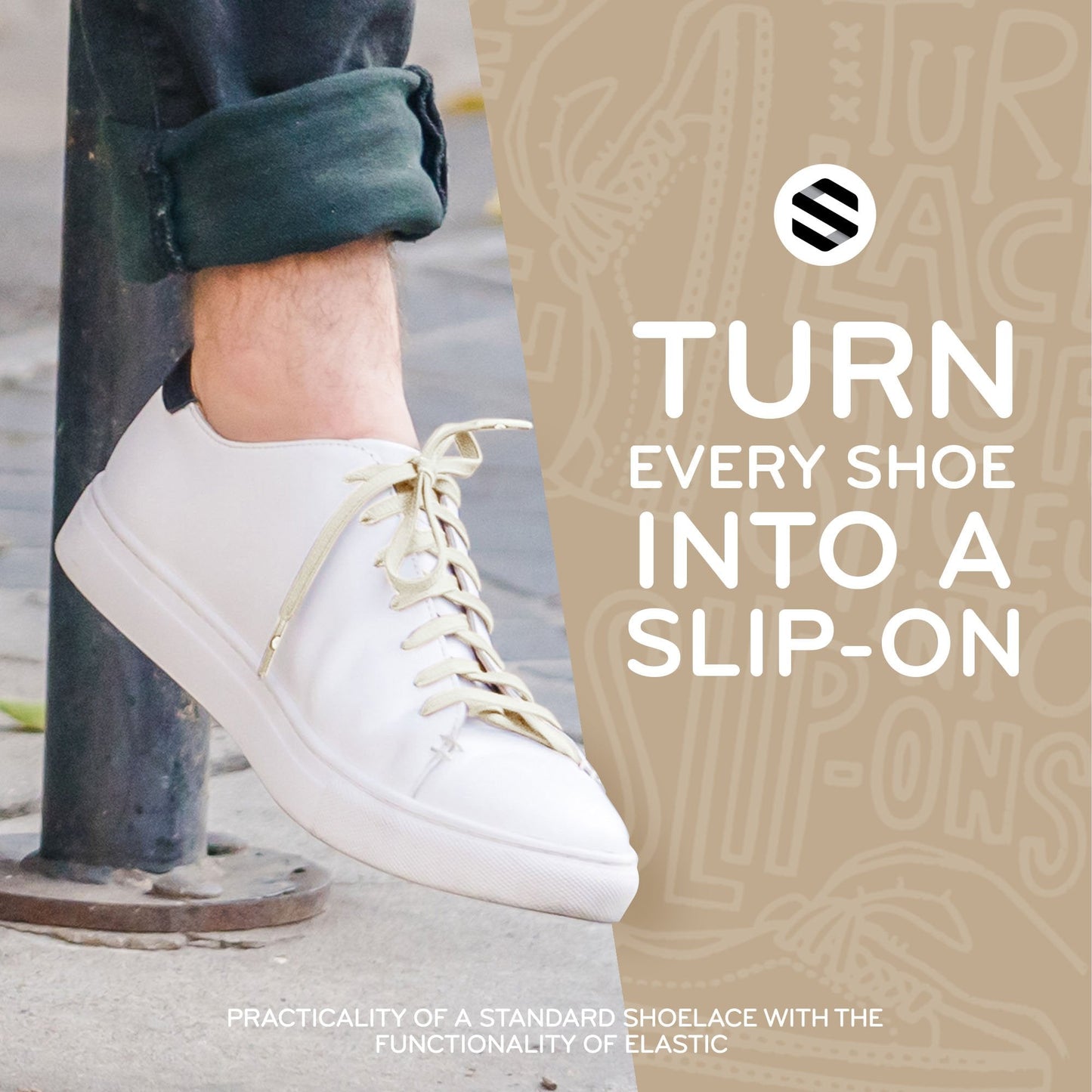 Ivory Flat No-Tie Elastic Shoelaces — view 7