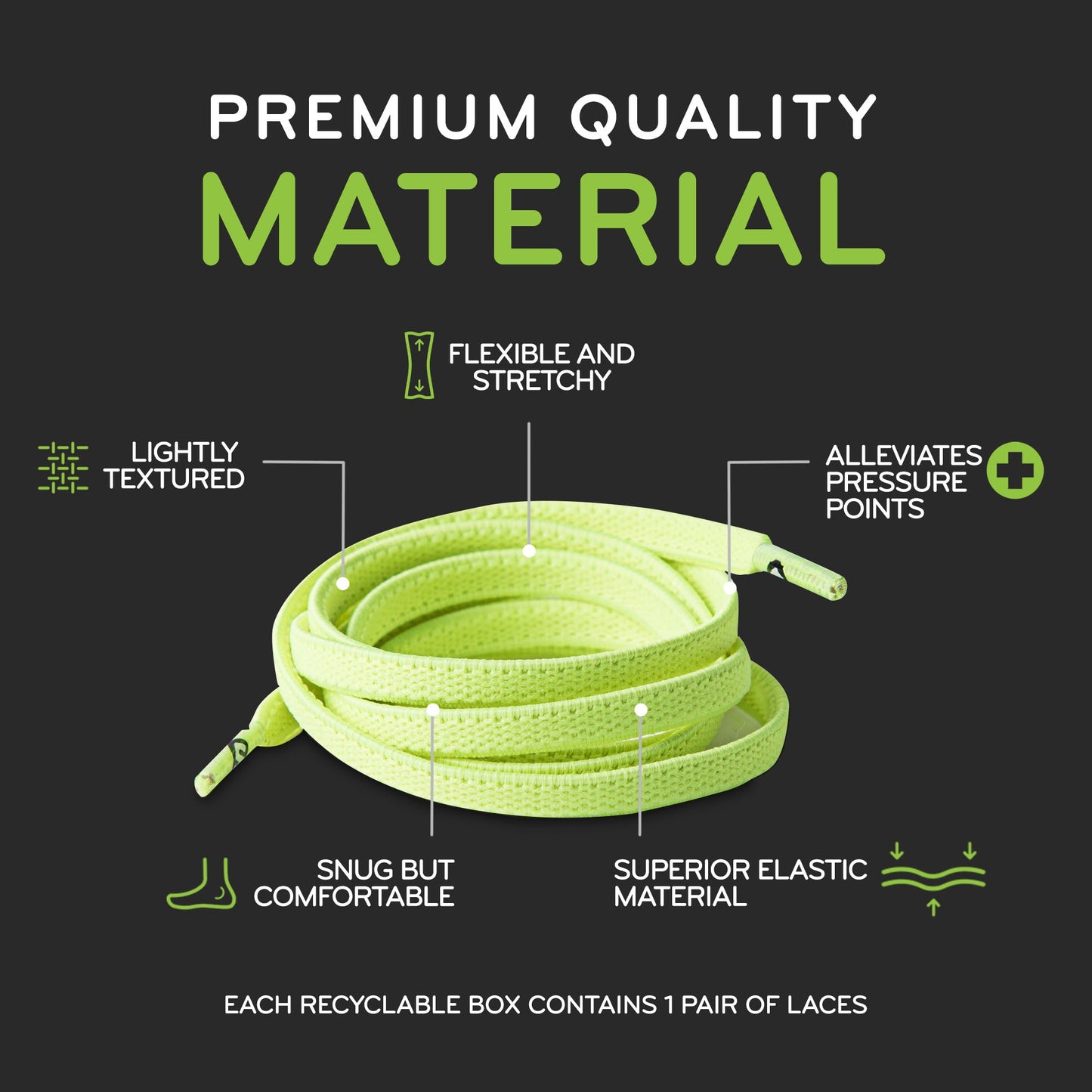 Neon Green Flat No-Tie Elastic Shoelaces — view 5