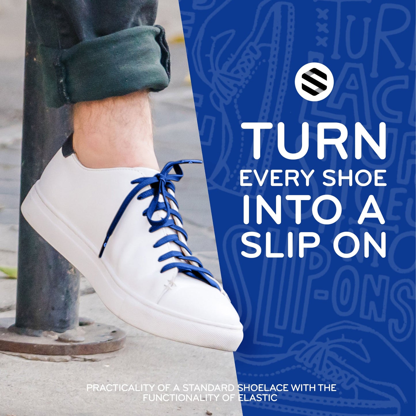 Royal Blue Flat No-Tie Elastic Shoelaces — view 7