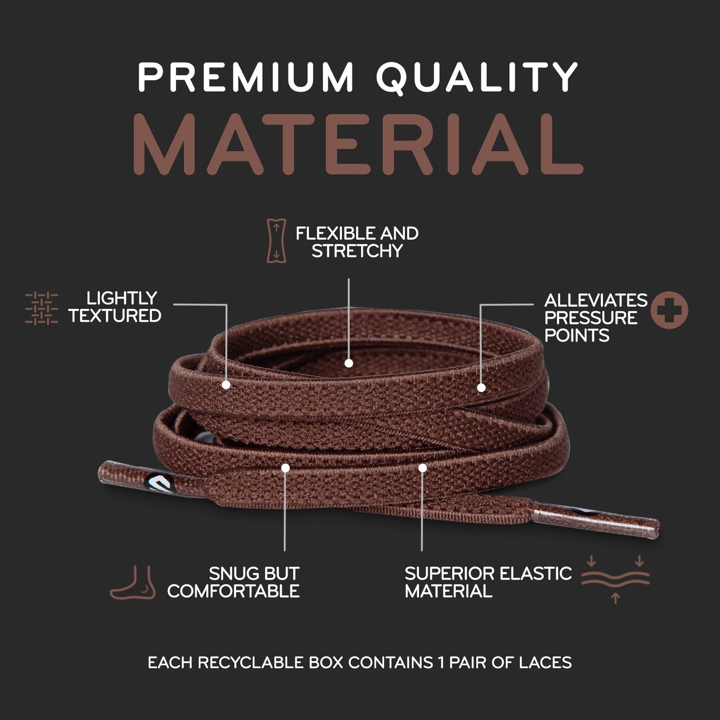 Brown Flat No-Tie Elastic Shoelaces — view 5