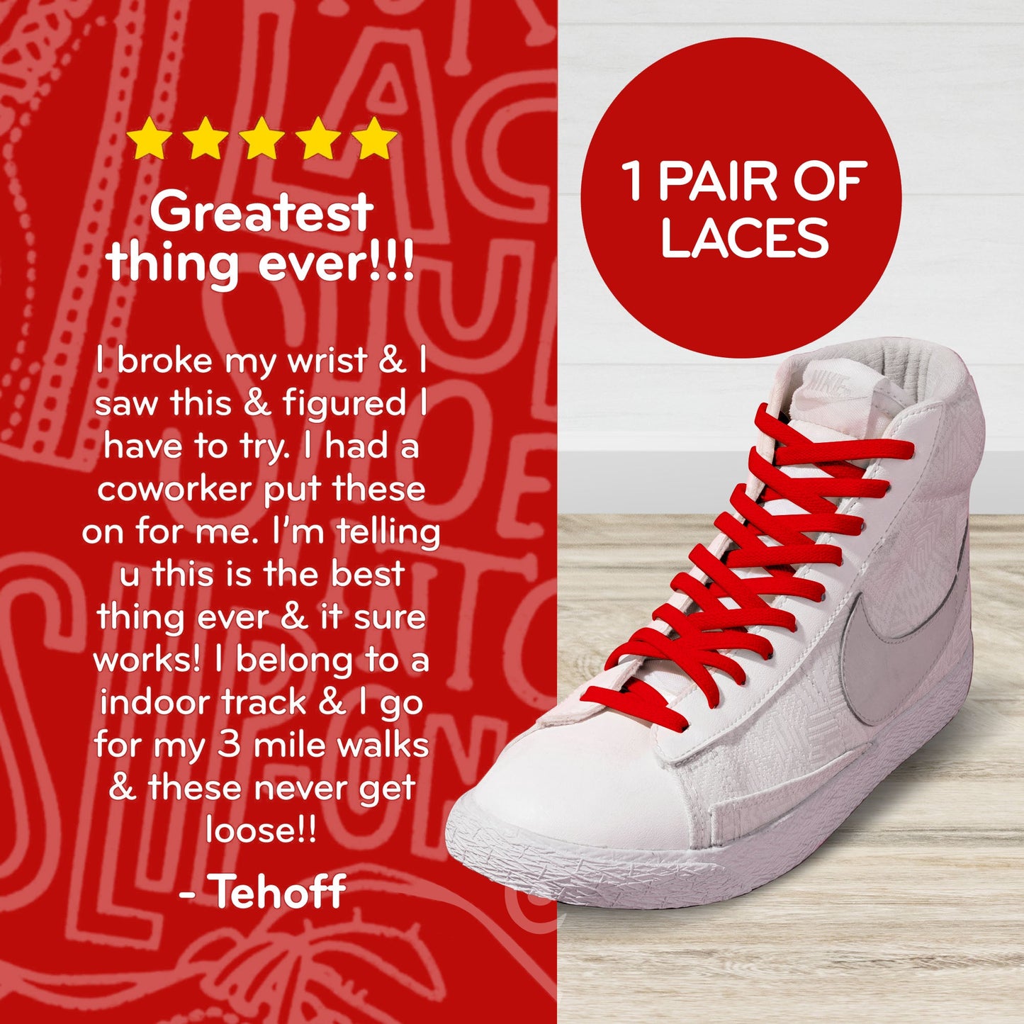 Red Orange Flat No-Tie Elastic Shoelaces — view 4