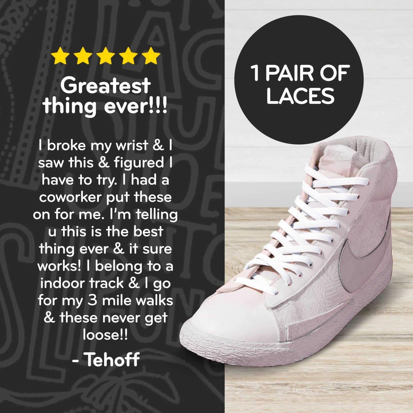 White Flat No-Tie Elastic Shoelaces — view 4