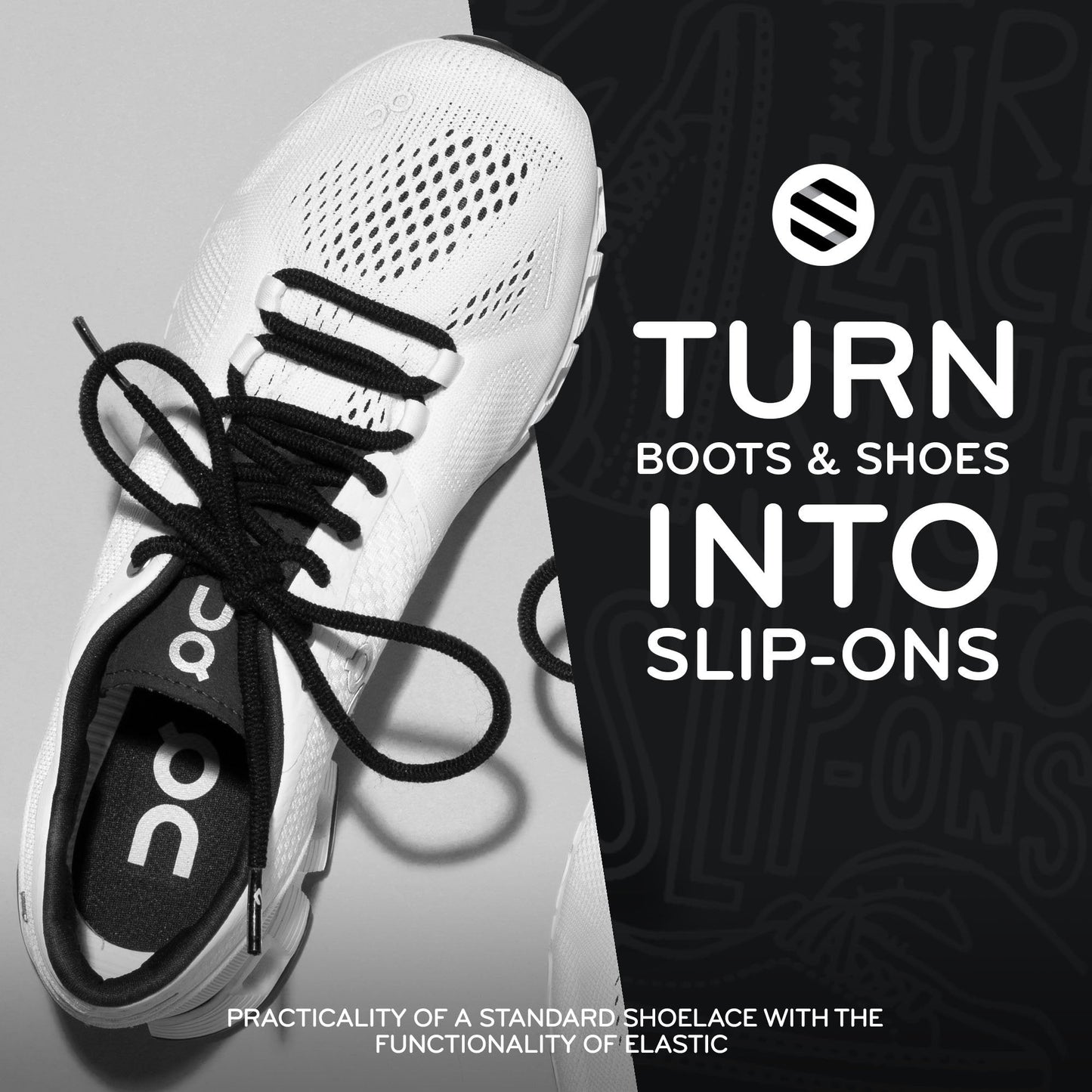 Black Round No-Tie Elastic Shoelaces — view 7