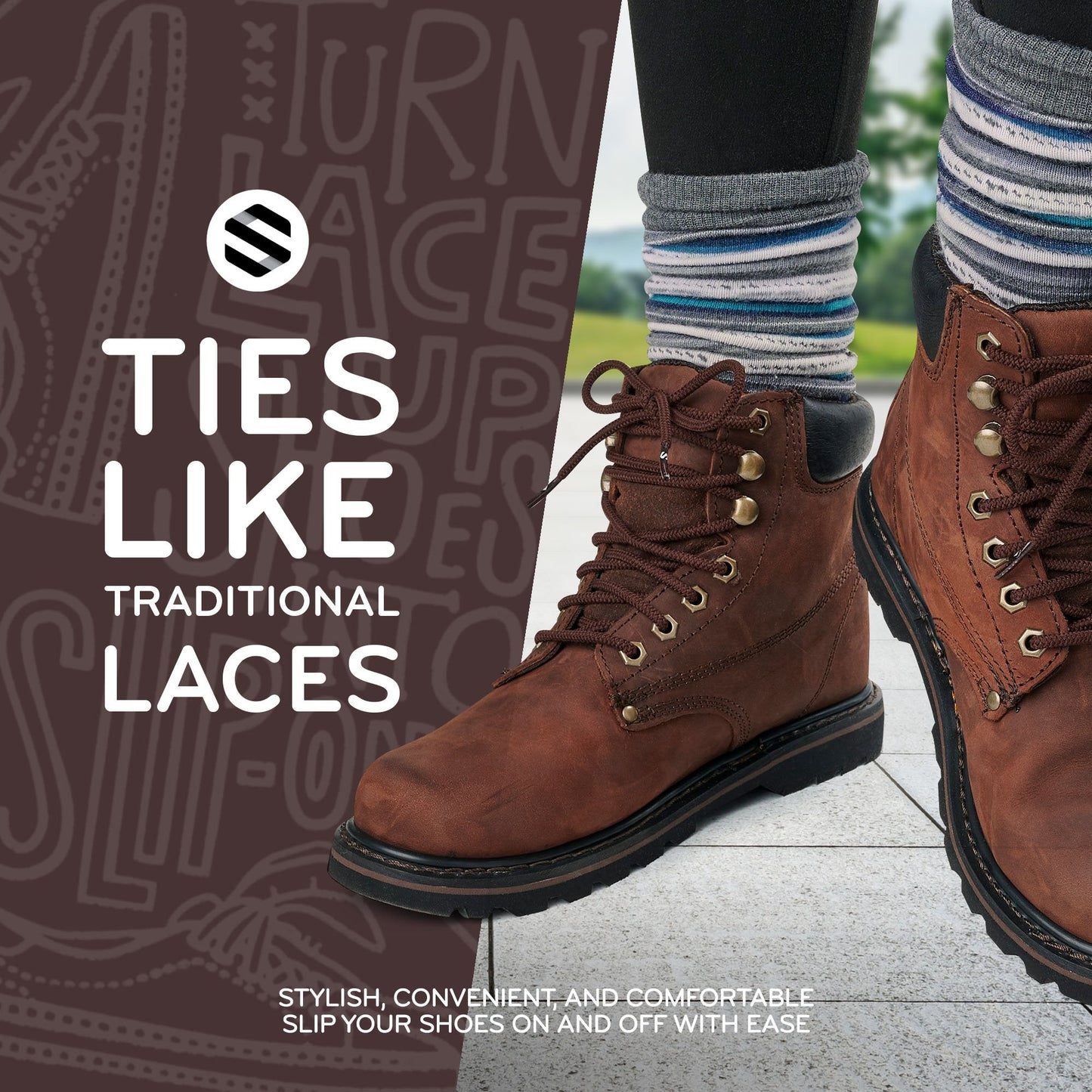 Dark Brown Round No-Tie Elastic Shoelaces — view 3