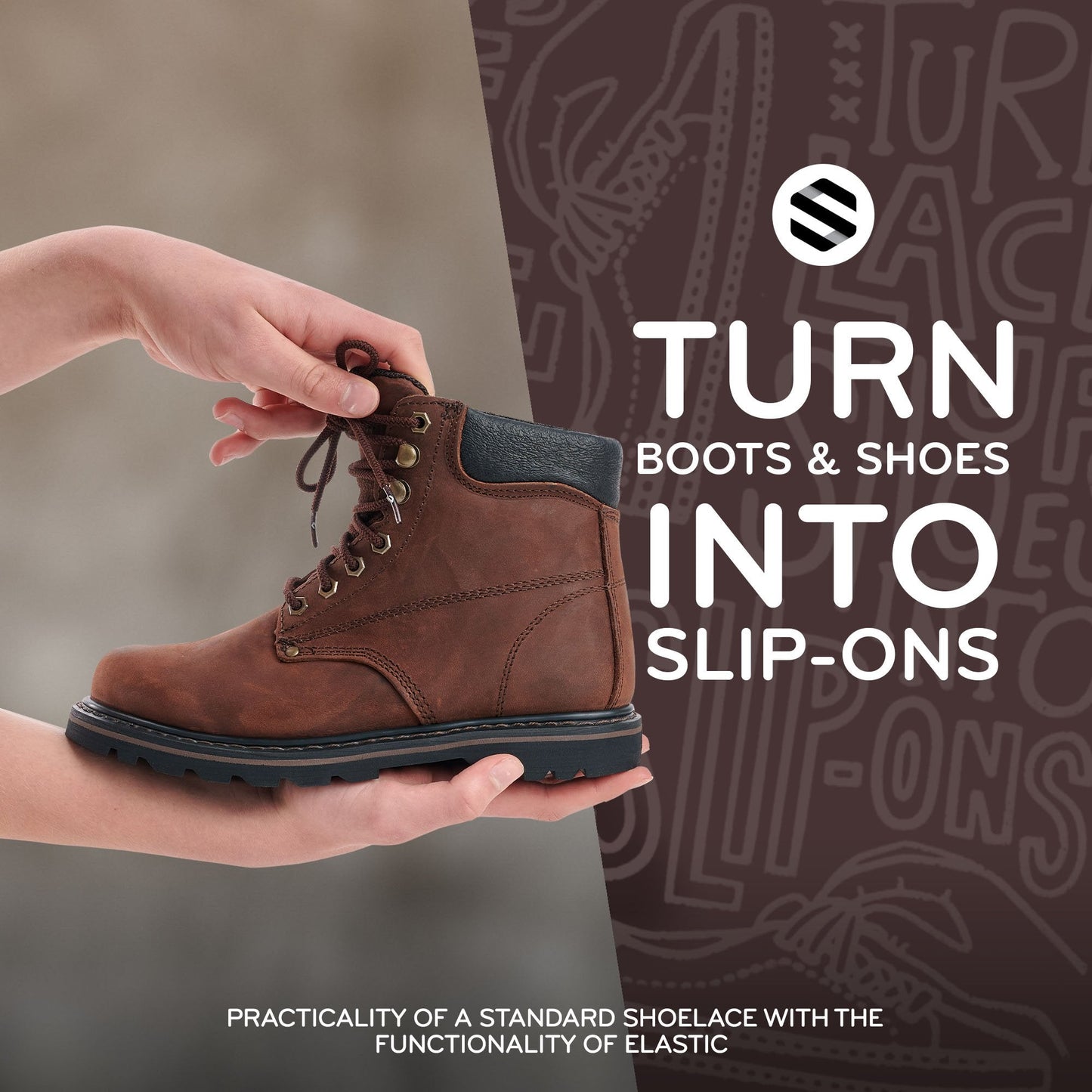 Dark Brown Round No-Tie Elastic Shoelaces — view 7