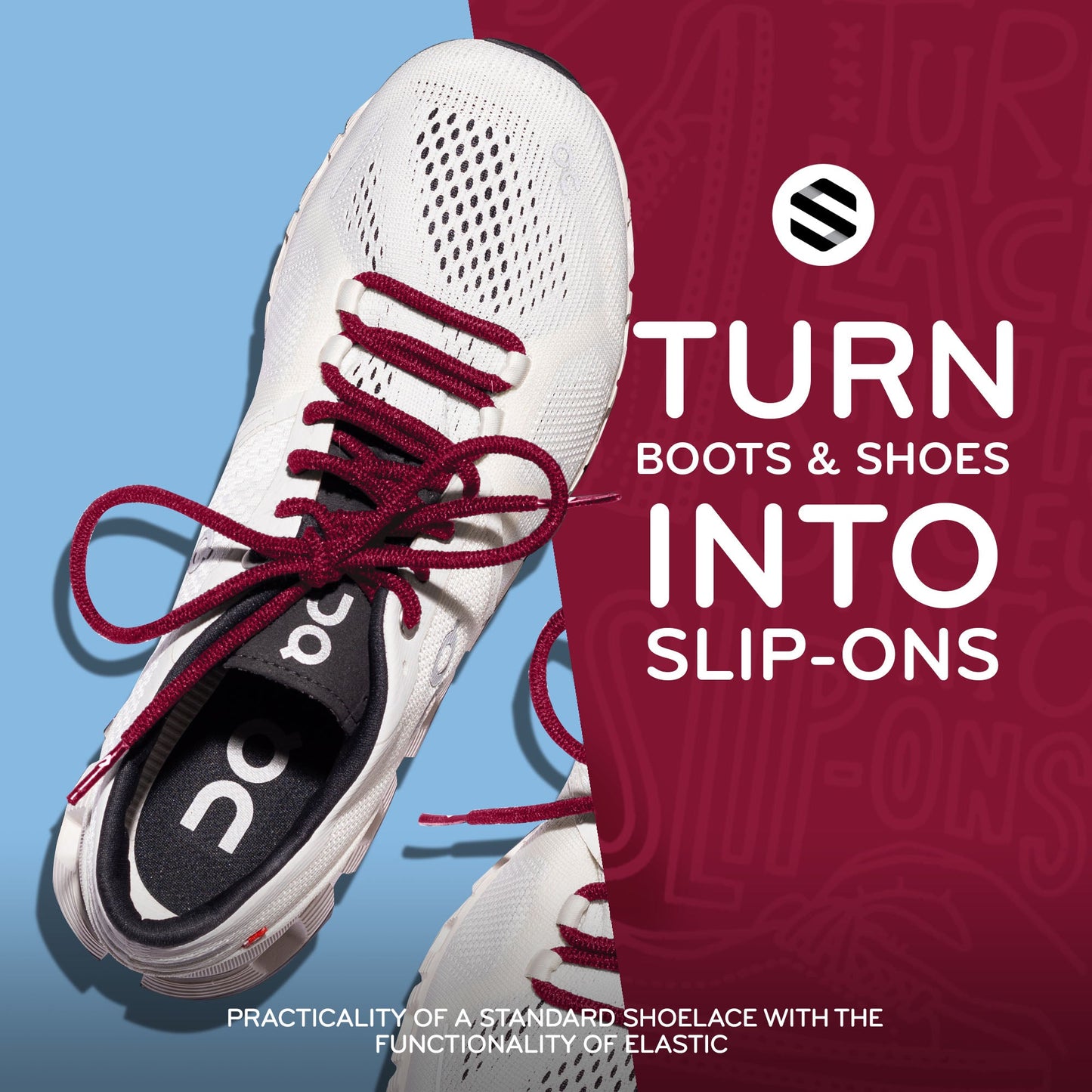 Dark Red Round No-Tie Elastic Shoelaces — view 7