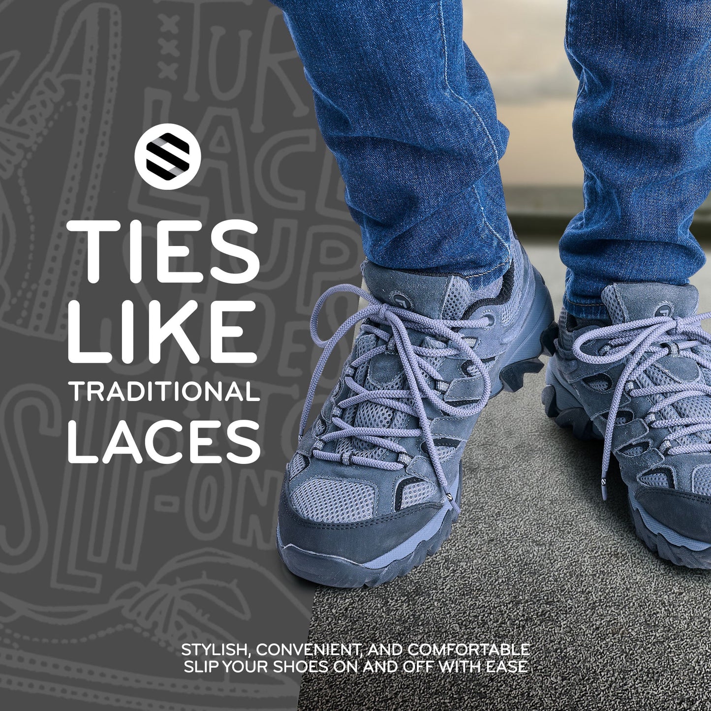 Light Grey Round No-Tie Elastic Shoelaces — view 3