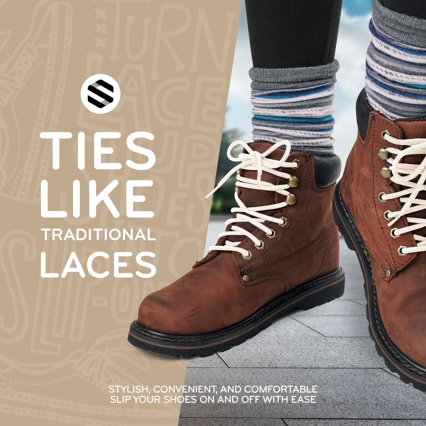 Ivory Round No-Tie Elastic Shoelaces — view 3