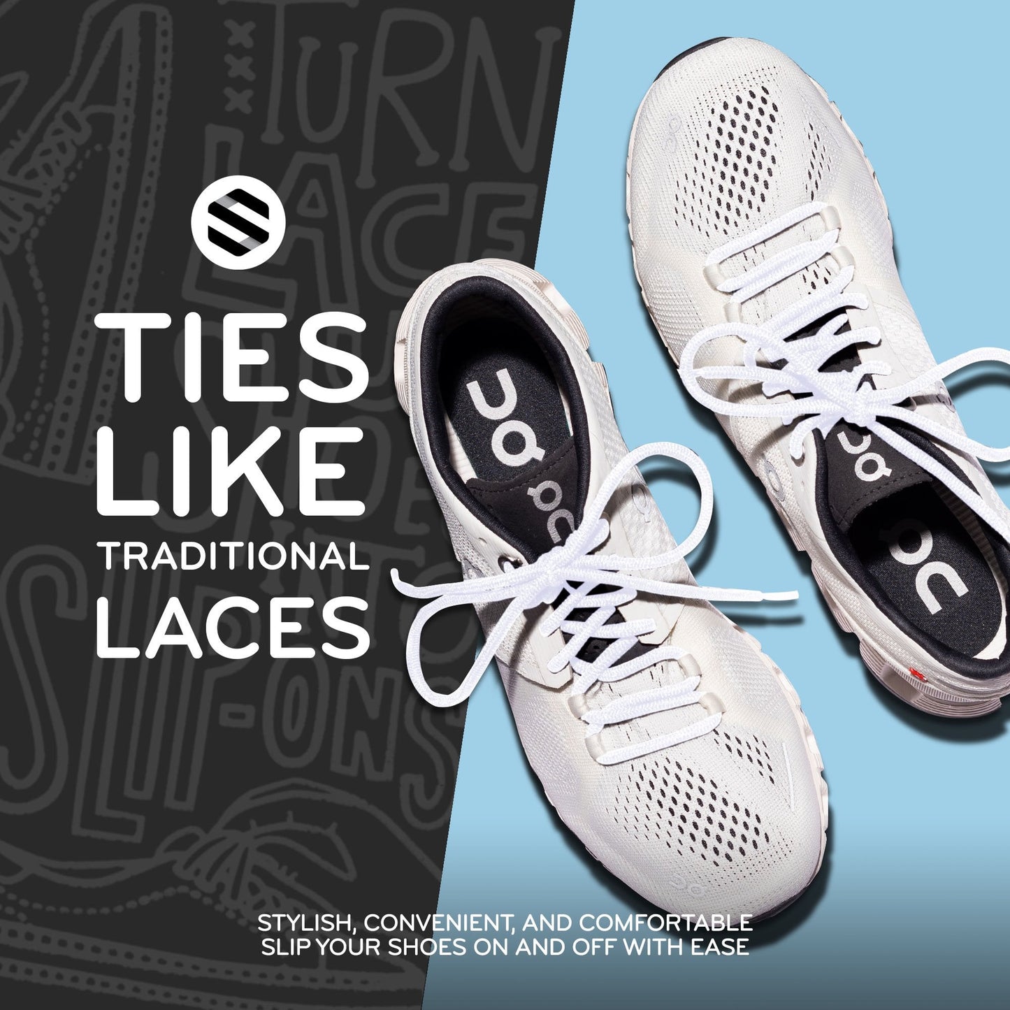 White Round No-Tie Elastic Shoelaces — view 3