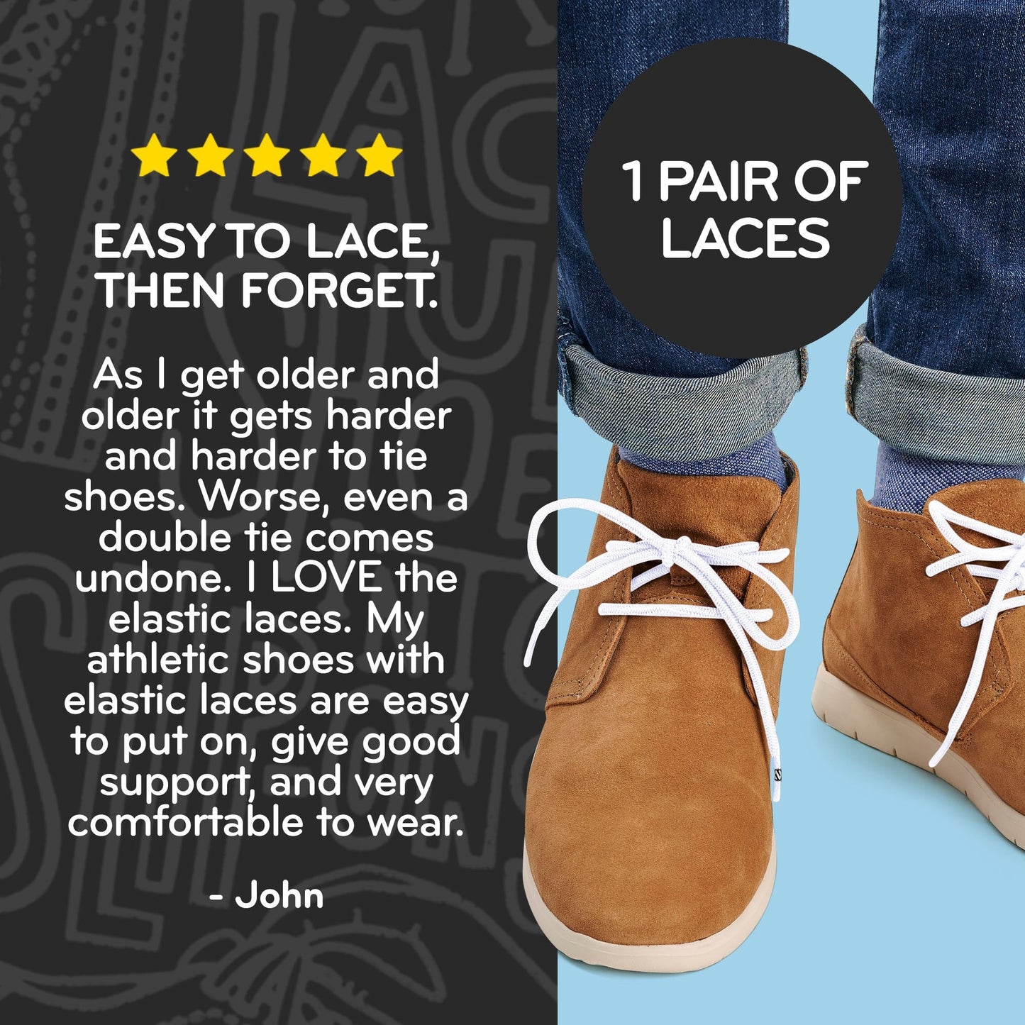 White Round No-Tie Elastic Shoelaces — view 4