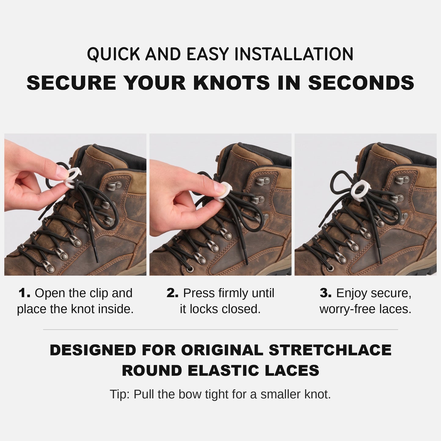Brown Knot Bow Clips XL, how to install in three steps