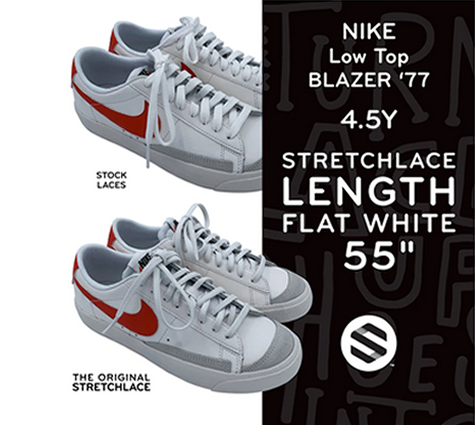 Nike Blazer Low '77 (Big Kid) with 55 inch 4mm flat Stretchlace elastic shoelaces