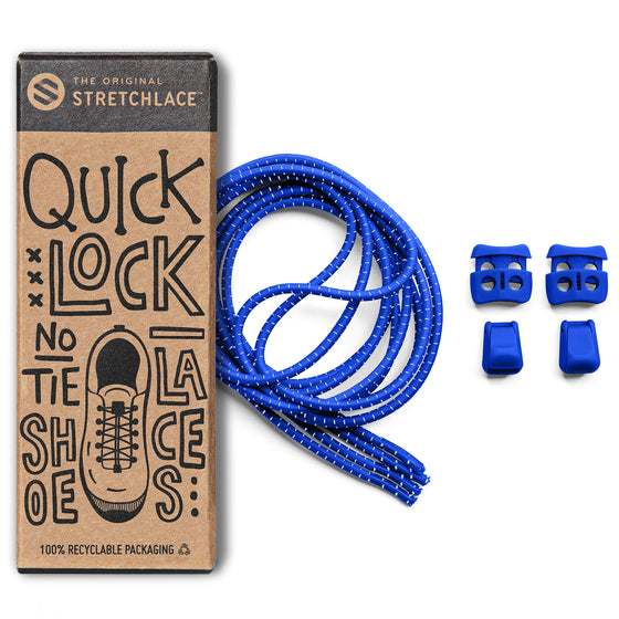 Blue Quick Lock No Tie Elastic Shoelaces