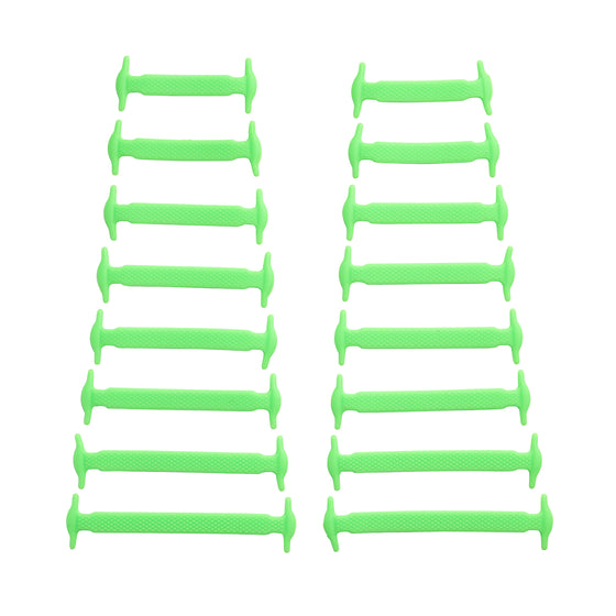 Green Stretchy Tieless Silicone Elastic Shoelaces | 16 Straps
