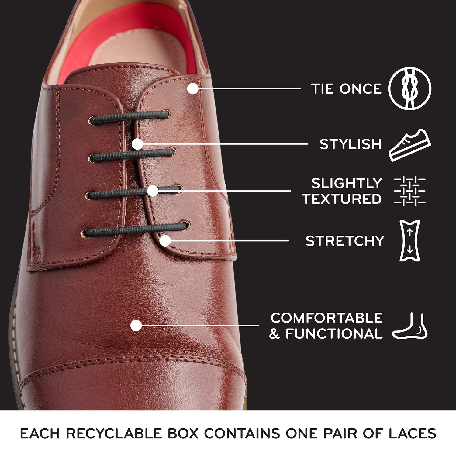 Black No Tie Elastic Silicone Dress Shoe Laces The Original Stretchlace Black No Tie Elastic Silicone Dress Shoe Laces The Original Stretchlace