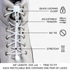 White Quick Lock No Tie Elastic Shoelaces
