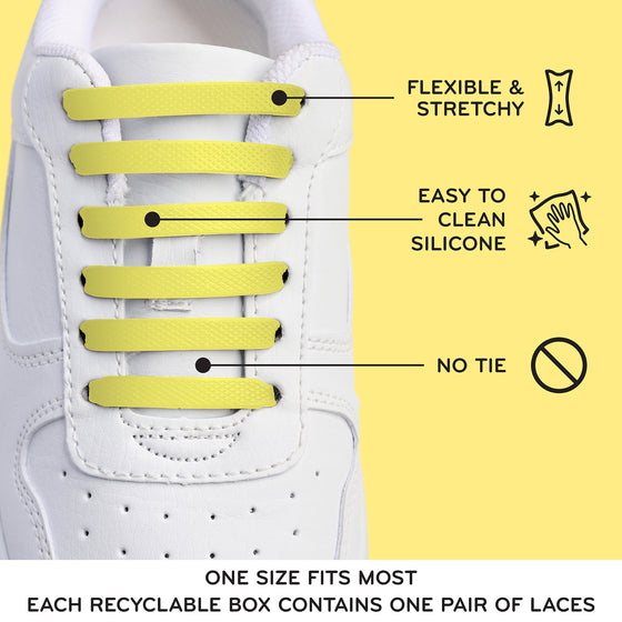Yellow Stretchy Tieless Silicone Elastic Shoelaces | 16 Straps