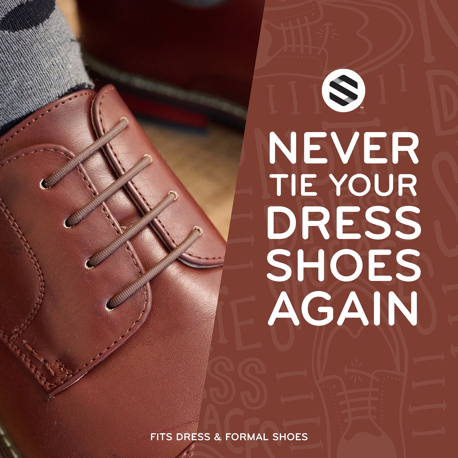 Brown No Tie Elastic Silicone Dress Shoe Laces Brown No Tie Elastic Silicone Dress Shoe Laces