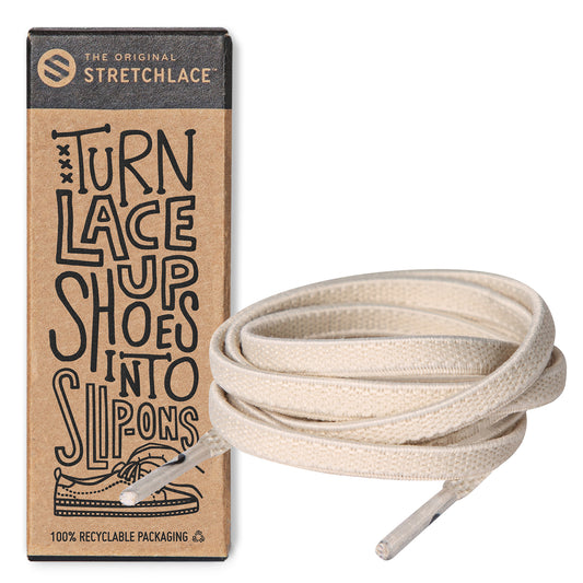 Ivory Flat Elastic Stretch Shoe Laces