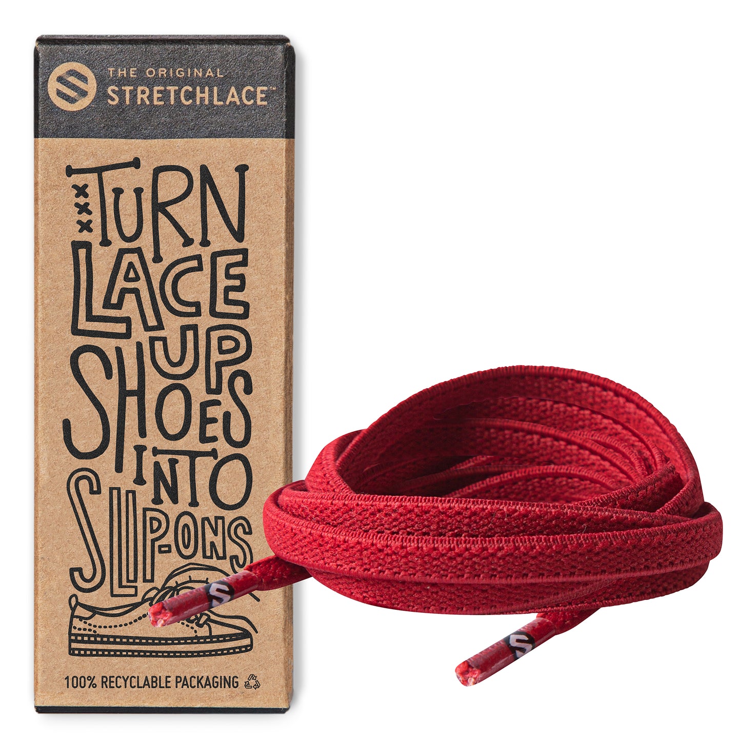 Red Flat Elastic Stretch Shoe Laces
