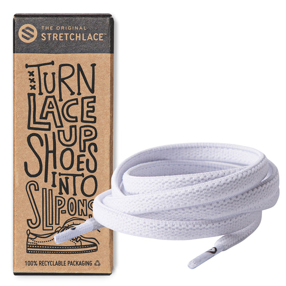 White Flat Elastic Stretch Shoe Laces