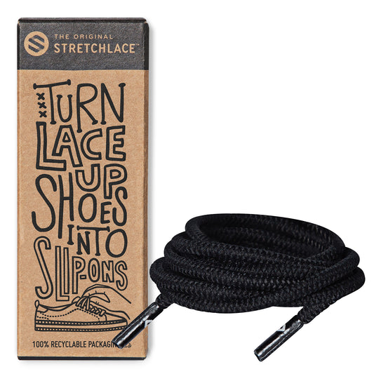 Black Round Elastic Stretch Shoe Laces