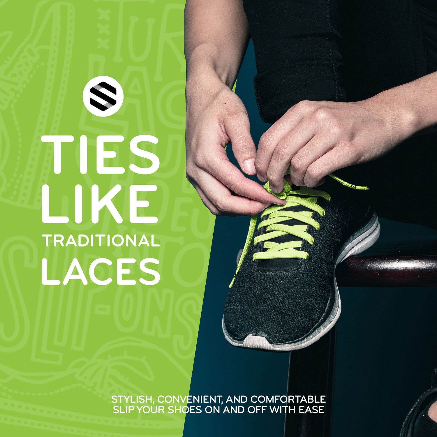Shoelace Knot Clips by The Original Stretchlace | Keep Shoe Laces Tied &  Secure | Shoelace Bow Clip Accessory | NEON GREEN