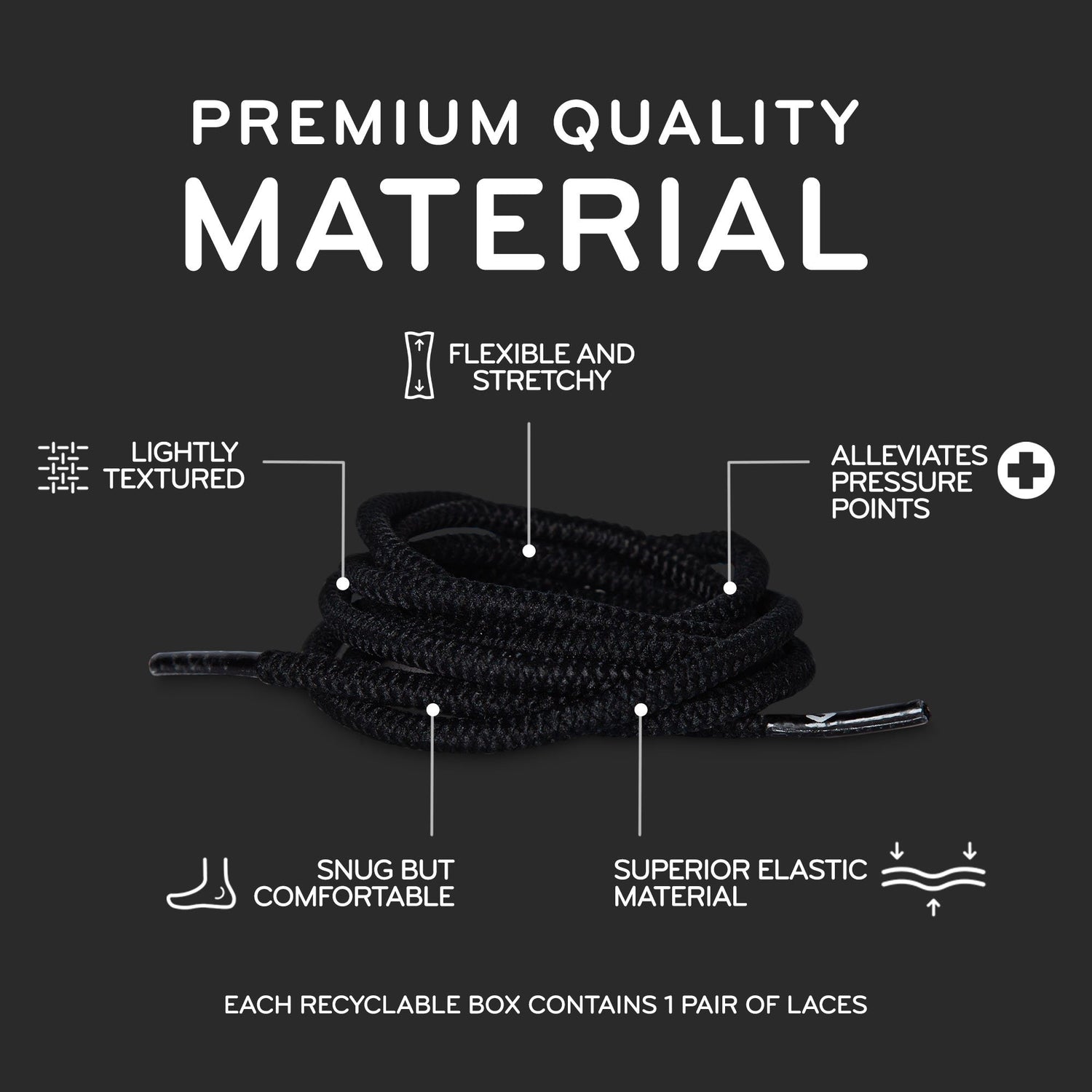 Black Round Elastic Stretch Shoe Laces – The Original Stretchlace